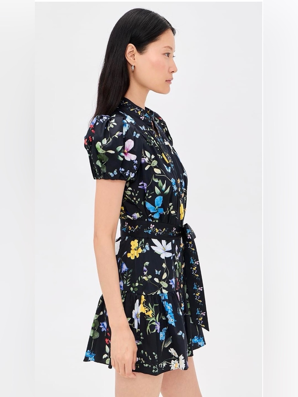 Alice + Olivia Cora Floral Tiered Mini Shirt Dress โ Approx. XS - Picture 5 of 14